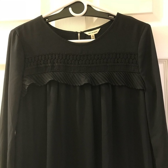 Max Studio Empire Lace Trim Dress in Black Color - Picture 3 of 7